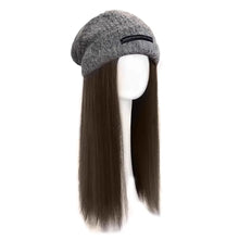 Load image into Gallery viewer, Fashion Long Wavy Hair Beanie Hat with Wig Attached Wig Casual Wig Knitted Cap Warm Hair Wig Winter Hats Women
