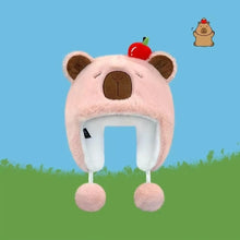 Load image into Gallery viewer, New Windproof Bonnet Cap Warm Cartoon Pullover Hat Fluffy Capybara Warm Hat Winter
