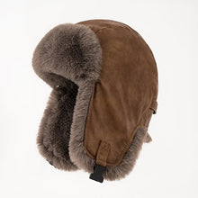 Load image into Gallery viewer, New Windproof Cycling Cap With Ear Flaps Winter Fur Bomber Hat Leather Cap Men Outdoor Windproof Super Warm Caps
