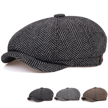 Load image into Gallery viewer, Retro spring and autumn casual wool British octagonal hat men's duck tongue Hat Beret men's autumn and winter women's daily chil
