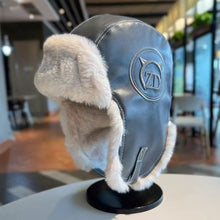 Load image into Gallery viewer, Fashion PU Ear Protection Hat Furry Fleece Lined Leather Rocket Cap Windproof Warm Cycling Hat Winter Season Outdoor Wear

