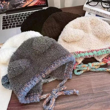 Load image into Gallery viewer, Casual Bear Ear Knitted Woolen Hat Thickened Windproof Beanies Cap Keep Warm Winter Bomber Cap Outdoor
