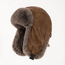 Load image into Gallery viewer, New Windproof Cycling Cap With Ear Flaps Winter Fur Bomber Hat Leather Cap Men Outdoor Windproof Super Warm Caps
