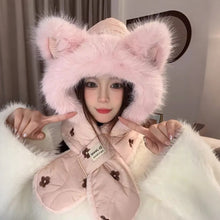 Load image into Gallery viewer, NEW Windproof Integrated Cap Scarf Soft Winter Warm Beanie Hat Scarf Cute Neck Warm Ear Protection Cap

