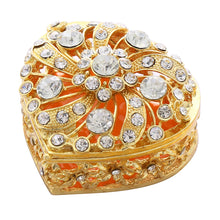 Load image into Gallery viewer, Silve Heart Shaped Jewelry For Women Luxury Decoration Jewellery Case With Rhinestone Wedding Gift To Bride Collection Box
