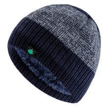 Load image into Gallery viewer, Unisex Leaf Labal Winter Hats Fashion Knitted Hats For Men Women Beanie Cap Outdoor Plush Fur Lined Warm Sports Hats
