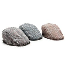 Load image into Gallery viewer, Men's Women's Beret Herringbone Flat Ivy Newsboy Hat Wool Blend Gatsby Cabbie Adjustable Cap
