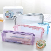 Load image into Gallery viewer, Pencil Case Cute Solid Color Transparent Pencil box School Student pen bag Supplies
