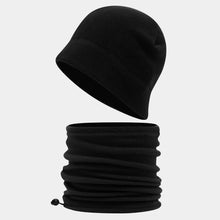 Load image into Gallery viewer, New Polar Fleece Hat Scarf Set Windproof Coldproof Pullover Cap Warm Ear Protection Cap Unisex
