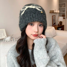 Load image into Gallery viewer, Fashion Keep Warm Bow Knitted Hat Windproof Cold Proof Ear Protection Cap Thickened Pullover Hat Autumn Winter
