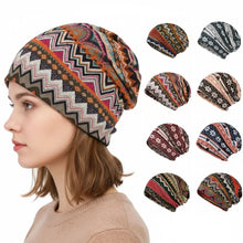 Load image into Gallery viewer, Contrasting Colors Pullover Hat Plaid Print Scarf Pullover Hat Casual Hedging Cap Multifunctional Turban Hats Autumn and Winter
