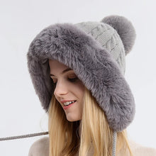Load image into Gallery viewer, Winter Hat For Women Hooded Face Mask Fluff Keep Warm Thicken Style Neck Scarf Hooded Cap Beanie Knitted Cashmere Neck Warmer
