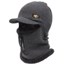Load image into Gallery viewer, Autumn and winter men's cold resistant and warm woolen hat, cycling knitted hat, neck and ear protection integrated cotton hat
