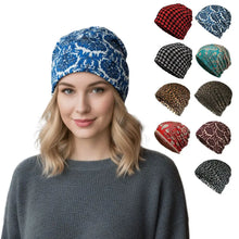Load image into Gallery viewer, Contrasting Colors Pullover Hat Plaid Print Scarf Pullover Hat Turban Hats Multifunctional Casual Hedging Cap Autumn and Winter
