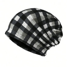Load image into Gallery viewer, Pullover Hat Plaid Print Scarf Pullover Hat Turban Hats Multifunctional Keep Warm Women's Pile Hat
