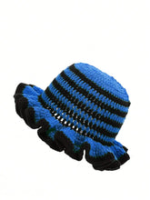 Load image into Gallery viewer, Solid Color Hand Knitted Knit Hat in Bohemian Style with Hollowed Out and Ruffled Design Bucket Shaped Hat  Fisherman's Hat
