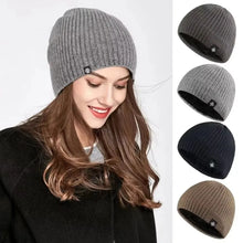 Load image into Gallery viewer, Unisex Fleece Lined Knitted Hat Velvet Windproof Woolen Hat Warm Pullover Hat Autumn Winter
