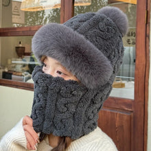 Load image into Gallery viewer, 2pcs Womens Winter Warm Elastic Ear Protection Knitt Scarf Mask Hat Fleece Lined Beanie Hat One-Piece Hat for Outdoor,daily Wear
