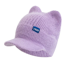 Load image into Gallery viewer, Women's Winter Hat Fashion Faux Fur Knitted Hat Soft Cat Ear Beanie Hats Female Streetwear Cap
