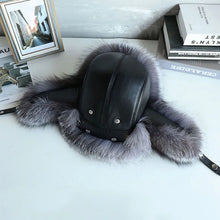 Load image into Gallery viewer, Fur Hat Women Black Fox Fur Ushanka Hats Winter Warm Ears Bomber Cap
