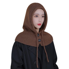 Load image into Gallery viewer, New Ear Protection Winter Balaclava Warm Drawstring Hooded Knitted Hooded Cap Windproof Beanie Hats Unisex
