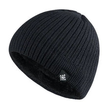 Load image into Gallery viewer, Knitted Plus Fleece Hat Men Beanie Solid Color Skullies with Snow Logo Thick Outdoor Ski Cap
