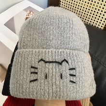 Load image into Gallery viewer, Cartoon Coldproof Kitten Embroidered Pullover Knitted Hat Warm Cat Crochet Cap Thick Pullover Cap Outdoor Sports
