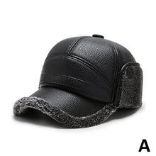 Load image into Gallery viewer, Winter Baseball Cap Men PU Leather Bomber Caps Middle Elderly Dad Hat With Earflaps Thicker Warm Windproof Tongue Hat Keep Warm
