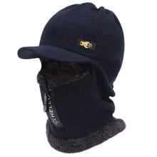 Load image into Gallery viewer, Autumn and winter men's cold resistant and warm woolen hat, cycling knitted hat, neck and ear protection integrated cotton hat
