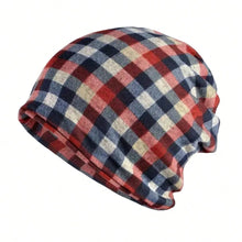 Load image into Gallery viewer, Pullover Hat Plaid Print Scarf Pullover Hat Turban Hats Multifunctional Keep Warm Women's Pile Hat
