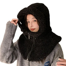 Load image into Gallery viewer, Windproof Winter Balaclava Hats Thicken Warm Artificial Lamb Artificial Cashmere Hooded Caps Drawstring Thicken Winter Caps
