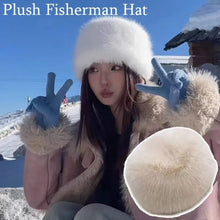 Load image into Gallery viewer, Fashion Plush Fluffy Fur Bucket Hat Warm Furry Fisherman Hat Ear Protection Soft Mongolian Cap Winter
