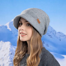 Load image into Gallery viewer, Soft Knitted Hat Warm Thickened Windproof Design Short Brim Beanie Wide Brim Casual Style Winter Beanies Small Face Fit
