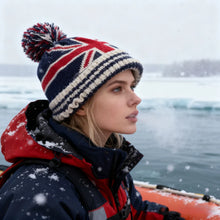 Load image into Gallery viewer, 1pc Winter  Knit Warm Beanie Hat for Men Women British American Flag Printed,suitable for Outdoor Ski Sport Hiking Windproof Cap
