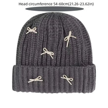 Load image into Gallery viewer, Warm Ear Protection Bow Knitted Hat Cold-proof Korean Style Pullover Hat Cute Bow Thick Bow Winter Hat Autumn
