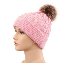 Load image into Gallery viewer, Fashion Thickened Knit Hat Keep Warm Ear Protection Knitted Beanies Pompoms Hat for Woman/Men
