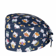 Load image into Gallery viewer, Unisex Cartoon Printing Scrub Cap Adjustable Buckle Print Design Nursing Cap Pure Breathable Soft Lab Scrub Hat Operating Room
