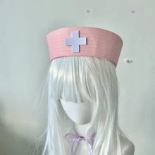 Load image into Gallery viewer, Sweet White Marine Hat Pink Cross Uniform Party Caps Women Photography Hat Hot Girl
