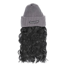 Load image into Gallery viewer, Fashion Long Wavy Hair Beanie Hat with Wig Attached Wig Casual Wig Knitted Cap Warm Hair Wig Winter Hats Women
