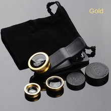 Load image into Gallery viewer, 3 in 1 Wide Angle Macro Fisheye Lens Camera Kits Mobile Phone Fish Eye Lenses with Clip 0.67x for iPhone Samsung All Cell Phones
