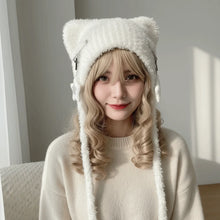 Load image into Gallery viewer, Soft Comfortable Winter Hats Star Pattern Ear Protection Knitted Beanie Hat Cat Ears Warmth Women's Cap Ski Riding
