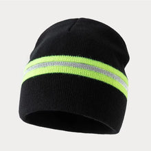 Load image into Gallery viewer, Men Women's Thermal Knit Beanie with Reflective Stripe Winter Warm Hat for Outdoor Sports
