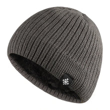 Load image into Gallery viewer, Knitted Plus Fleece Hat Men Beanie Solid Color Skullies with Snow Logo Thick Outdoor Ski Cap
