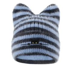 Load image into Gallery viewer, Fashion Keep Warm Women Cat Ear Knitted Hat Windproof Thickned Pullover Hat Cold Proof Embroidered Hat Outdoor Sports
