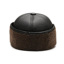 Load image into Gallery viewer, Winter Baseball Cap Men PU Leather Bomber Caps Middle Elderly Dad Hat With Earflaps Thicker Warm Windproof Tongue Hat Keep Warm
