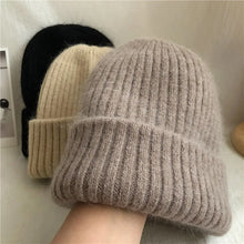 Load image into Gallery viewer, Winter Dome Brimless Casual Hat Warm Rabbit Fur Knit Hat women's double-layer Thick Wool Hat Casual Hat Toe Cap Cold Hat 4m868
