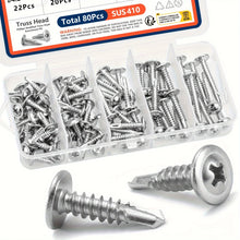 Load image into Gallery viewer, #8 Modified Truss Head Sheet Metal Screws Assortment Kit 410 Stainless Steel Self Tapping Drilling Screws for Metal Plastic Wood
