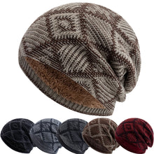 Load image into Gallery viewer, Unisex Fashion Winter Dandy Hats Geometric Figure Style Knitted Hats For Men Women Beanie Cap Outdoor Plush Fur Lining Warm Hat
