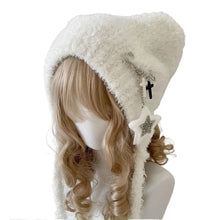 Load image into Gallery viewer, Soft Comfortable Winter Hats Star Pattern Ear Protection Knitted Beanie Hat Cat Ears Warmth Women's Cap Ski Riding
