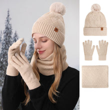 Load image into Gallery viewer, Men's / Women's Outdoor Warm Fleece-lined Knitted Hats Winter Cold-proof Double-layer Stocking Cap One/three-piece Set Skullies
